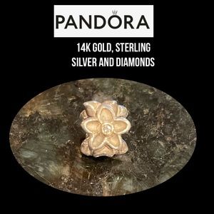 PANDORA- ONE, Authentic-14k gold, 925, and diamonds - He Loves Me charm